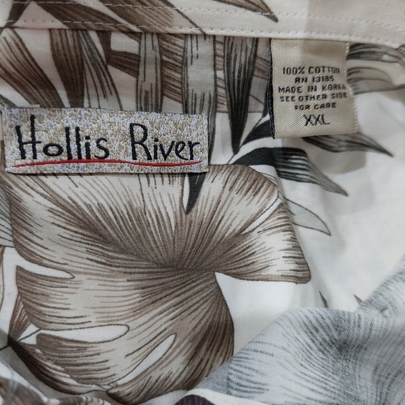 Hollis River Mens Shirt Size XXL Tan Hawaiian Tropical Print Short Sleeve - Picture 7 of 8